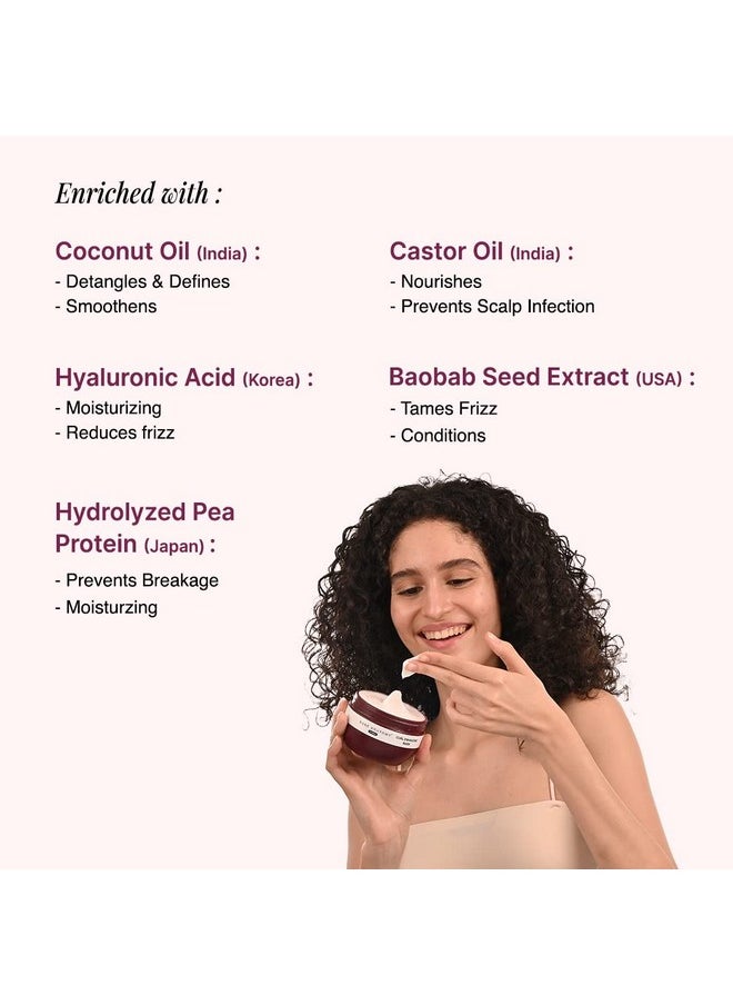 Curl Enhancing Hair Mask | Smoothens & Conditions Hair With Curl Retention & 2X Frizz Protection For 48 Hours | Coconut Oil, Hyaluronic Acid & Castor Oil | Sulphate & Paraben Free | 250G