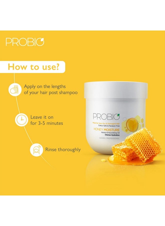 Probio Honey Moisture Hair Mask (200G) For Dry & Damaged Hair No Sulphate No Paraben No Sls No Sles With Honey & Nourishing Oil,1 Count