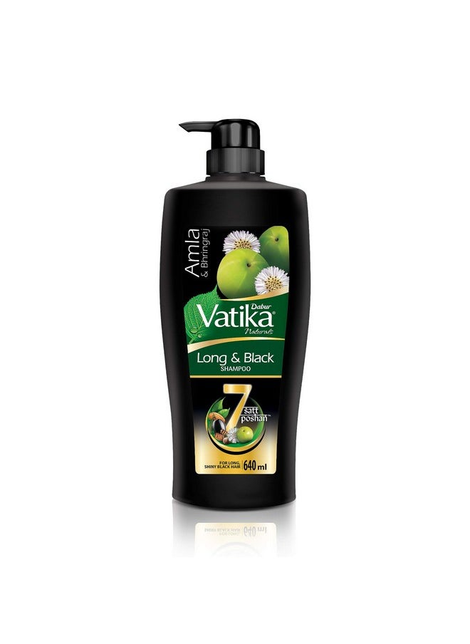 Vatika Long & Black Shampoo - 640Ml | With Amla & Bhringhraj I For Shiny, Long & Black Hair | No Added Parabens | Provides Gentle Cleansing, Conditioning And Nourishment To Hair