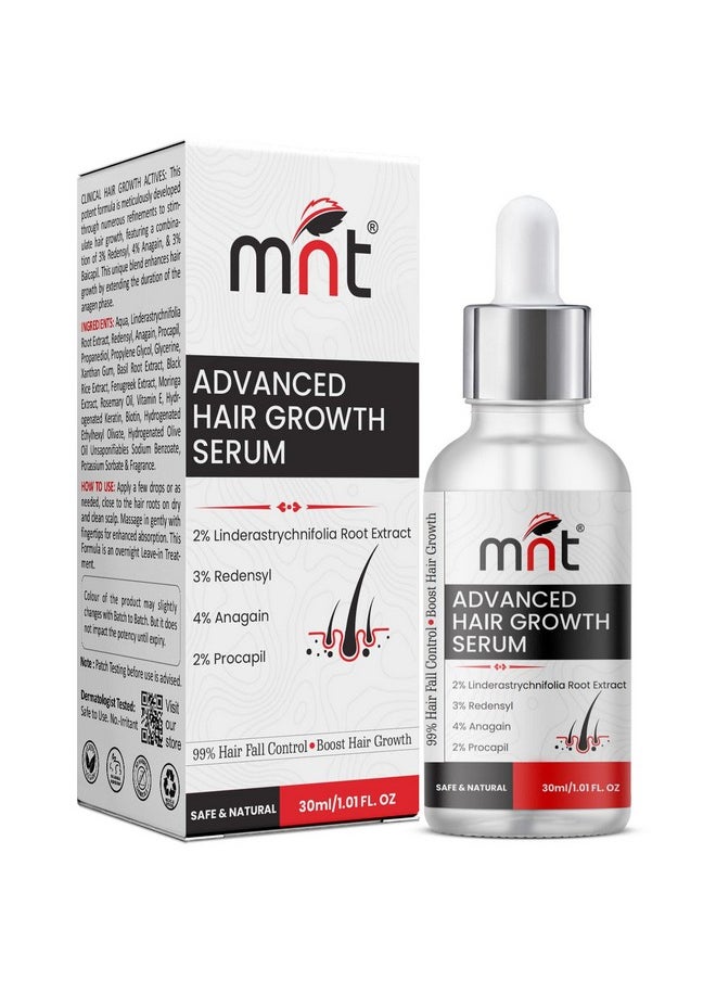 Advanced Hair Growth Serum With 2% Lindera Strychnifolia 3% Redensyl, 4% Anagain, 2% Procapil | Hair Growth Serum For Scalp | Hair Growth Serum For Women & Men | 30 Ml