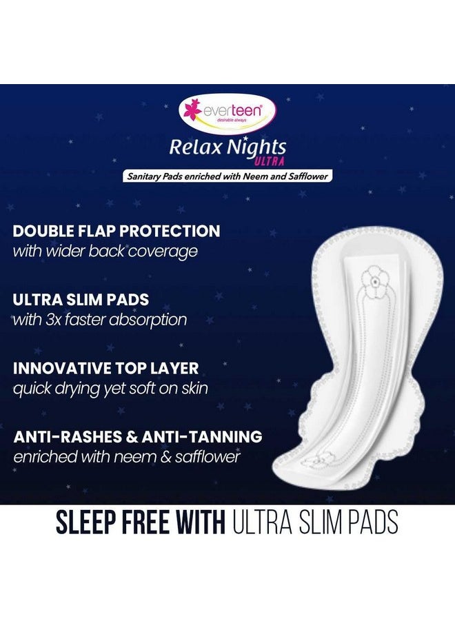 Xxl Relax Nights Ultra Thin Sanitary Pads With Neem And Safflower, Menstrual Cramps Roll-On Inside Pack - 1 Pack (40 Pads, 320Mm)