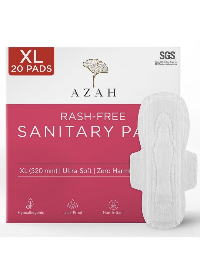 Sanitary Pads For Women Xl [Pack Of 20] 100% Rash-Free Sanitary Napkins | 3X More Absorption, Cottony Soft And Dry Top Cover For Heavy Flow | Toxin Free, Locks Odour, Leak-Proof