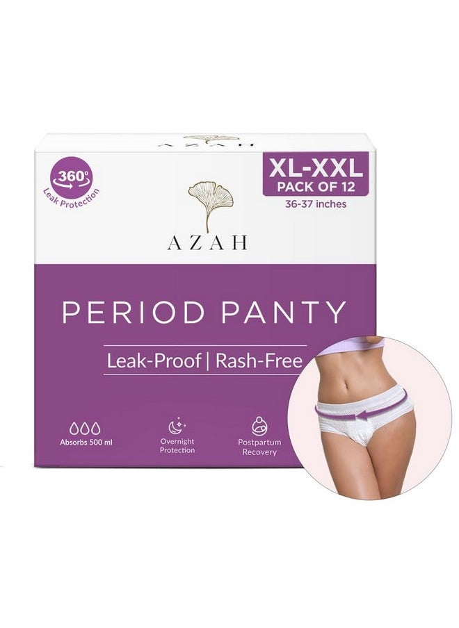 Periods Panty For Women [Xl-Xxl Pack Of 12]| 12 Hrs Protection| Super Absorbent 360° Coverage |Leak Proof Overnight Period Panty For Girls |Heavy Flow |Rash Free Disposable Panties After Delivery