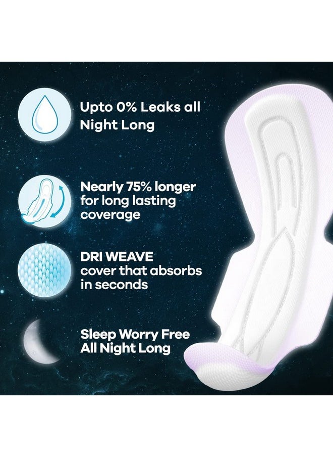 Bindazzz Nights Sanitary Pads, 10 Xxxl Pads, Upto 0% Leaks All Night Long, For Heavy Flow, 75% Longer & Wider Back, Comfortable Cushiony Soft Wings, Disposable Wrapper