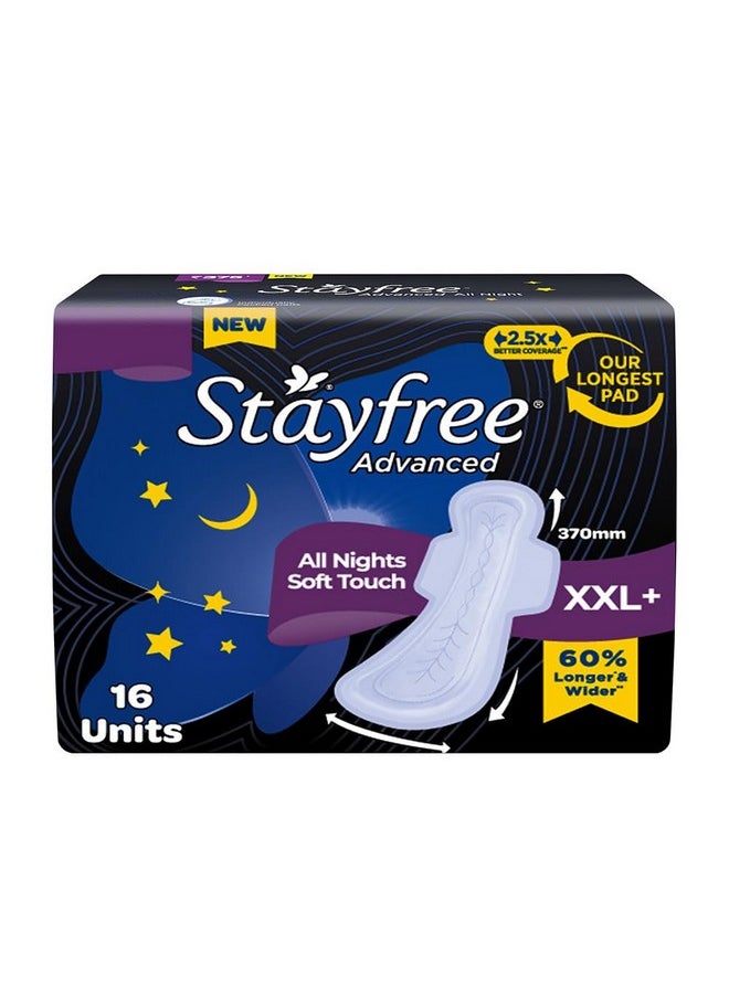 Advanced Xxl+ Ultra Thin Sanitary Pads For Women | 16 Soft Cotton Pads For All Night Ultra Comfort | Absorbs 2X More With Wider Back | Prevent Rashes | Odour Control