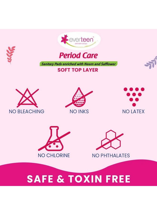 Period Care Xl Soft 40 Sanitary Pads Enriched With Neem And Safflower For Medium Flow - 1 Pack (40 Pads)