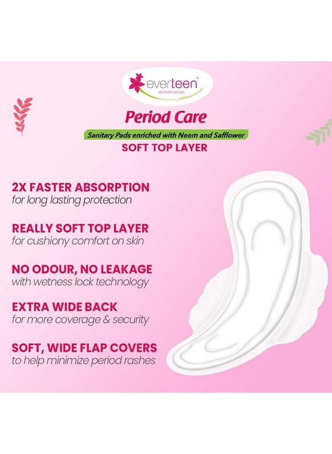 Period Care Xl Soft 40 Sanitary Pads Enriched With Neem And Safflower For Medium Flow - 1 Pack (40 Pads)