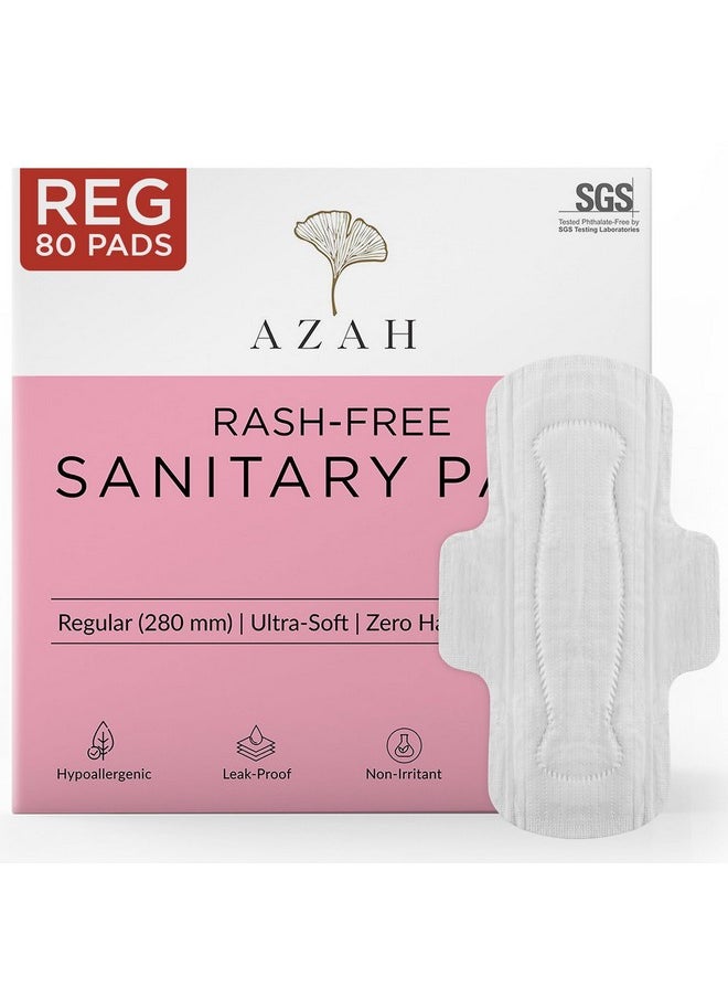 Sanitary Pads For Women Regular [Pack Of 80] 100% Rash-Free Sanitary Napkins | 3X More Absorption, Cottony Soft And Dry Top Cover For Heavy Flow | Toxin Free, Locks Odour, Leak-Proof