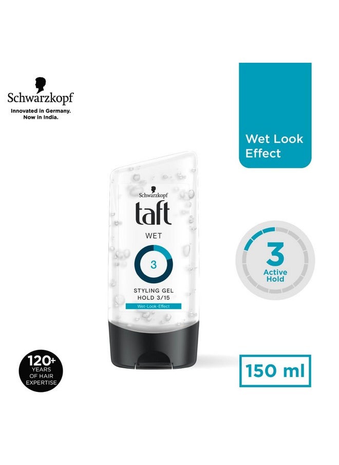 Taft Looks Wet Gel Power Gel - Extra Hold 3, 150 Ml