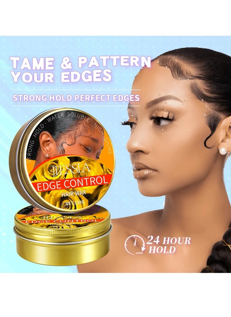 130g Edge Control Hair Wax Edge Control Max Hold Wax Fixing and Repairing Broken Curly Hair Hair Styling Gel Flyaway Hair Tamer Hair Finishing Gel Water Soluble Strong Hold Hair Gel