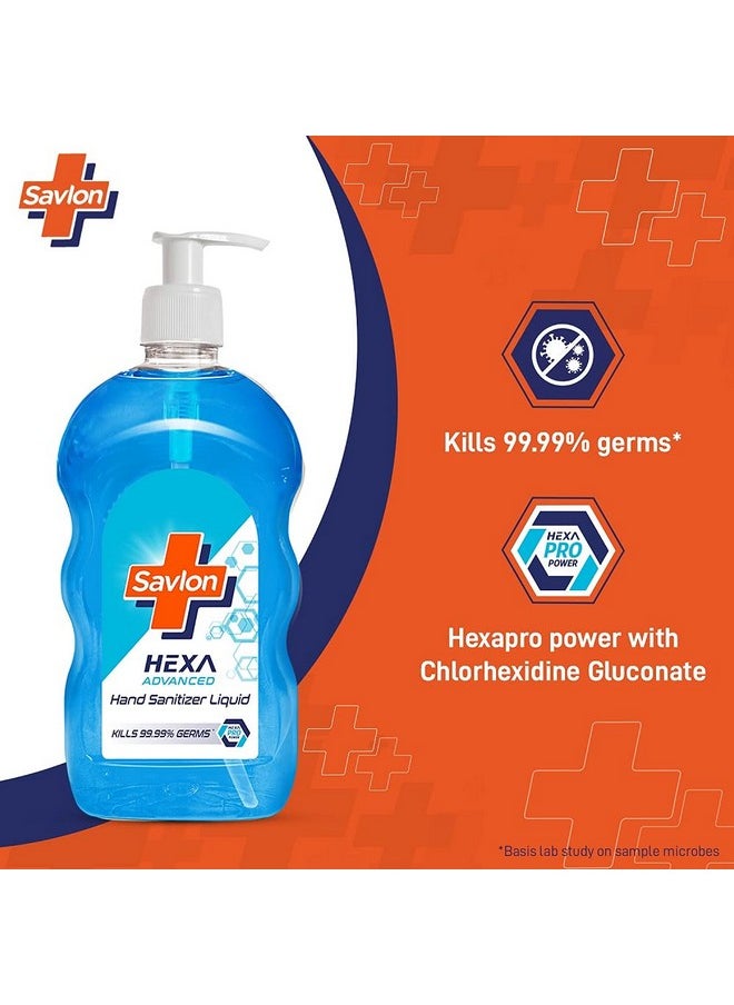 Hexa Advanced Hand Sanitizer Liquid Pump Pack| 70% Alcohol Based With Chlorhexidine Gluconate (Chg)| 500Ml, Natural