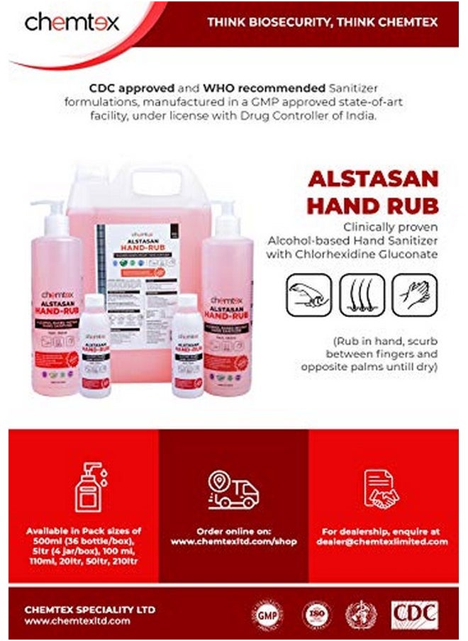 Alstasan Hand Rub 70% Alcohol Based Hand Sanitizer | Kills 99.9% Germs | Toxins & Allergens Free | 5L (Pack Of 1)