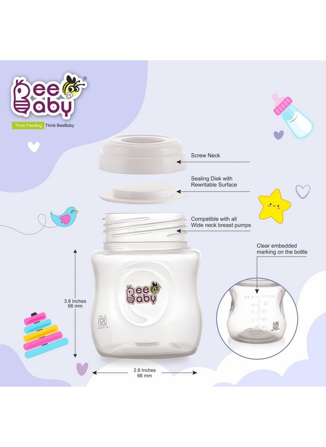 Pump N' Protect Breast Milk Storage Bottles. Pack Of 3 Milk Collection Bottles Fits Most Wide Neck Breast Pumps. 100% Bpa Free. 150Ml / 5Oz. White