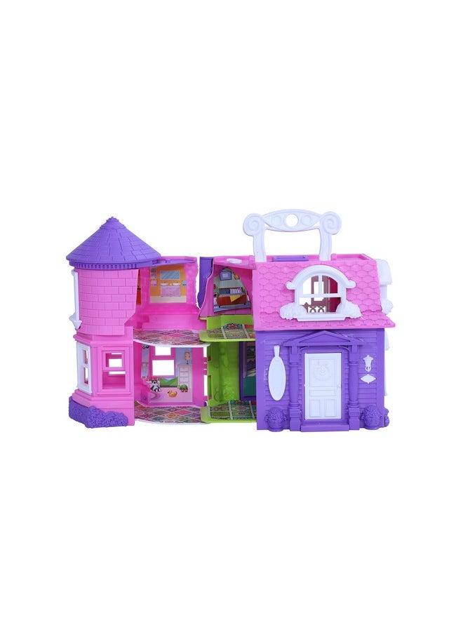 Toyzone Bella Doll House-44758 | Role Play Set | Doll House With Equipped Room | Doll House Play Set For Kids | For Kids Age 3+