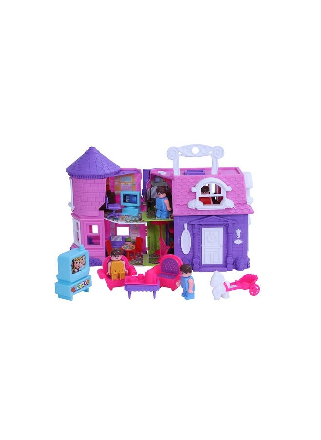 Toyzone Bella Doll House-44758 | Role Play Set | Doll House With Equipped Room | Doll House Play Set For Kids | For Kids Age 3+