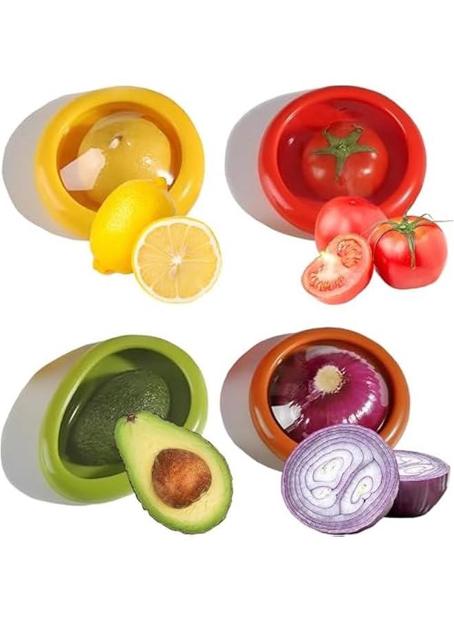 Silicone Fruit Storage Box,Fruit And Vegetable Anti-Oxidation Storage Box,Silicone Fruit and Vegetable Storage Containers Set for Fridge Keep Fresh(4 Pcs)