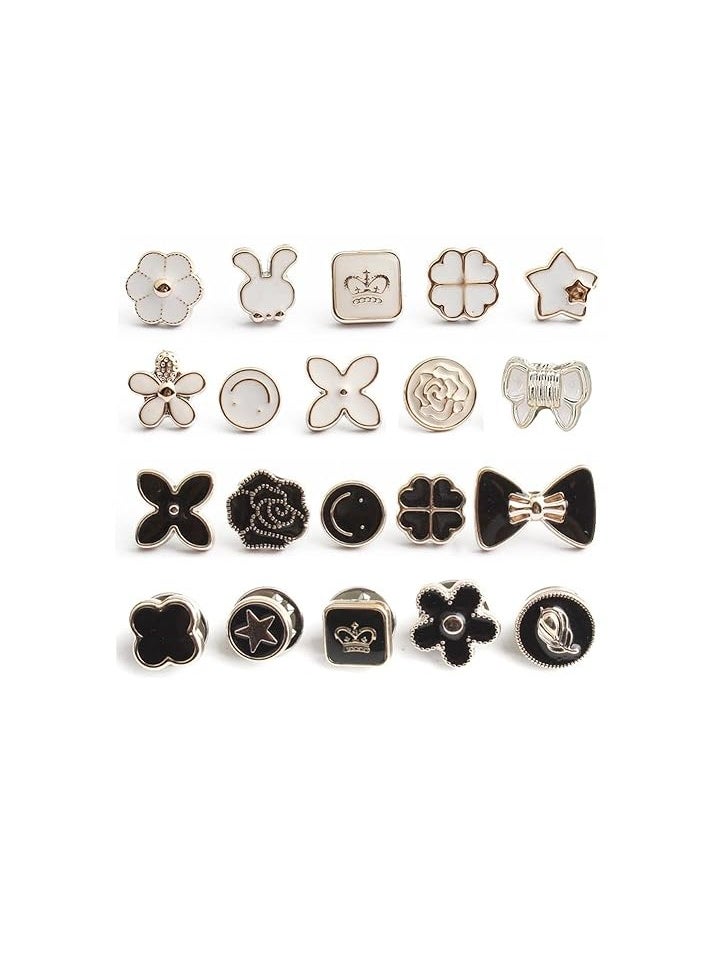 20Pcs Women Shirt Brooch Buttons Pearl No Sew Button Pins Safety Rhinestones Mini Brooch Pins Cover up Button