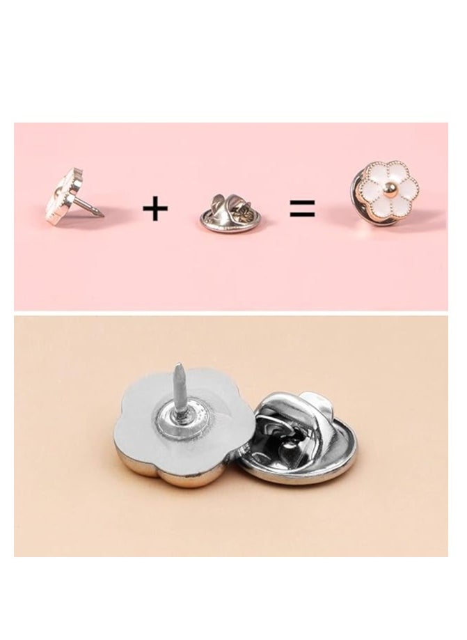 20Pcs Women Shirt Brooch Buttons Pearl No Sew Button Pins Safety Rhinestones Mini Brooch Pins Cover up Button