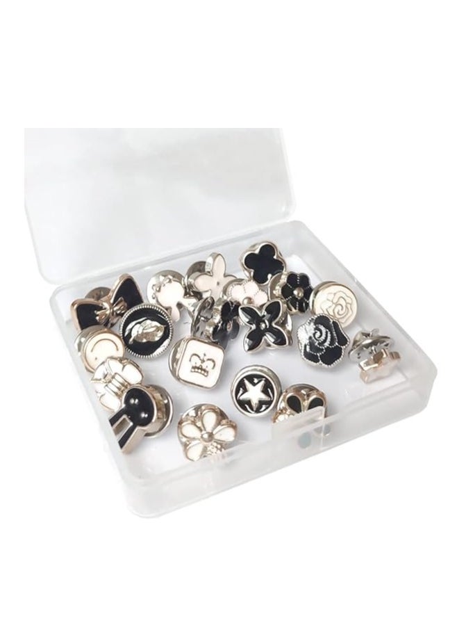 20Pcs Women Shirt Brooch Buttons Pearl No Sew Button Pins Safety Rhinestones Mini Brooch Pins Cover up Button