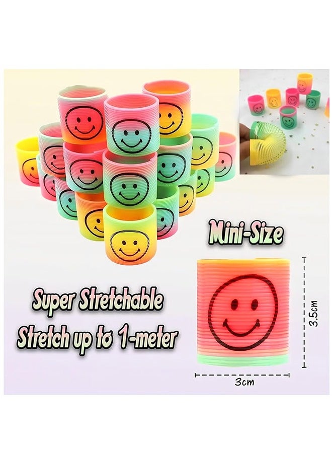 36-Piece Party Favors For Kids,12 Bouncy Balls,12 Smiley Face Rainbow Spring, 12 Flashing Gyro Spinner, Party Supplies Spinning Tops, Multi Colors for Kids Birthday Party Favors Carnival Prizes
