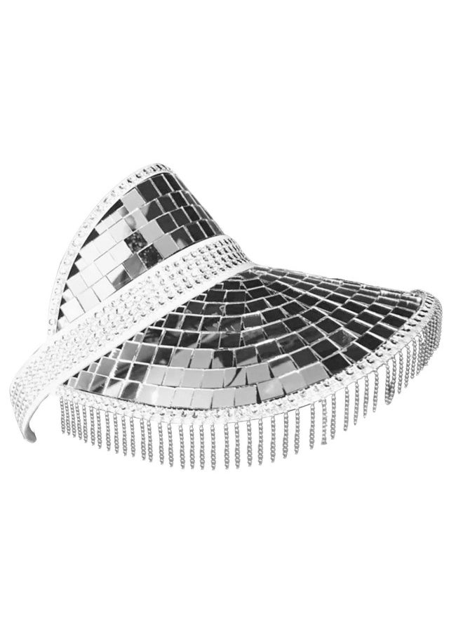 Shiny Disco Ball Festival Visor Hat for Women Perfect for DJ Club Stage Party and Holiday Decoration