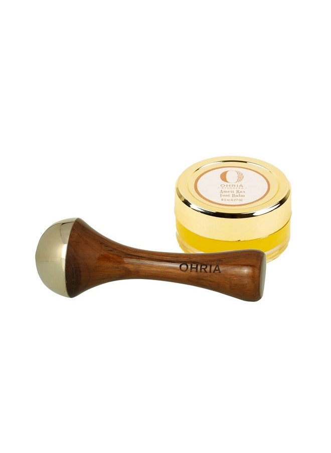 Ayurveda Kansa Foot Wand | Ayurvedic Massage Tool And Amrit Ras Foot Balm 8Gm Combo Pack