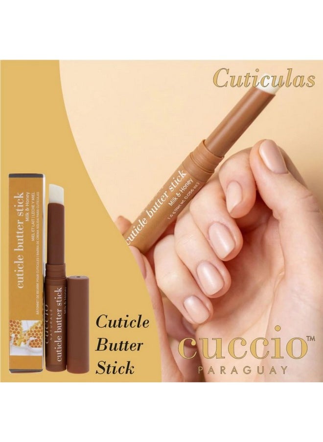 Cuccio Cuticle Butter Stick, Shea Butter & Vitamin A, E Infused, Repair Cuticles Overnight - Remedy For Damaged & Thin Nails - Paraben And Cruelty-Free - Milk And Honey