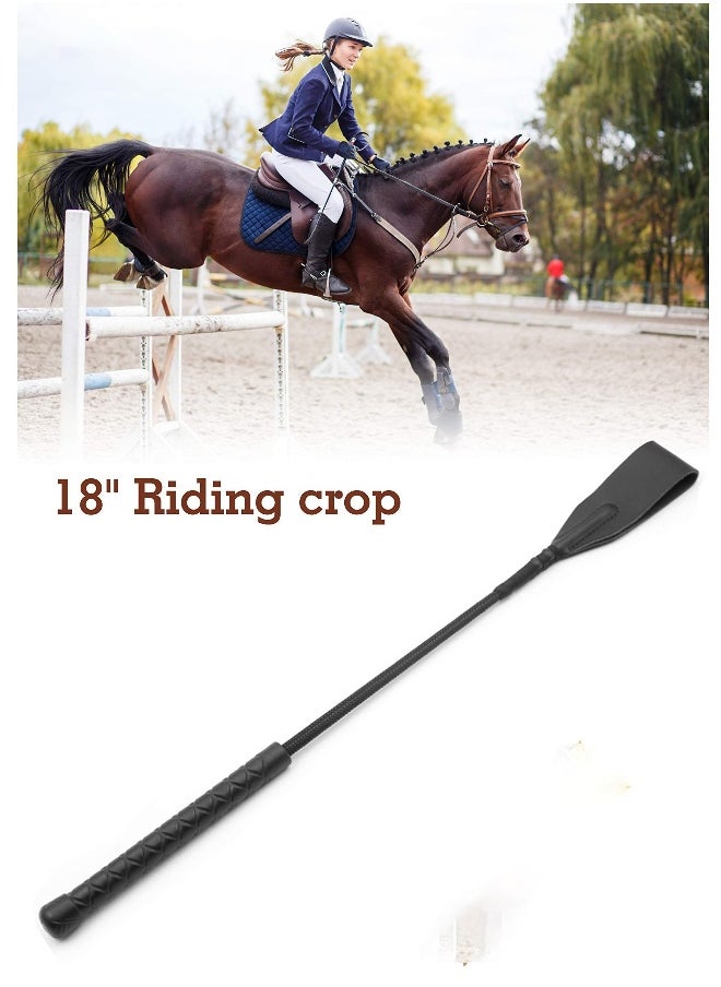 Leather Crop 18'' Whip Black Riding Whip Leather Riding Crop Leather Horse Whip Whip for Horses Horse Whips