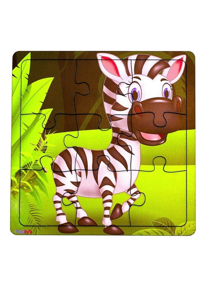 Kid'S Wooden Jigsaw Puzzle Games For Children & Kids Paperless Puzzle - 9 Pieces (Pack Of 4) Age 3+