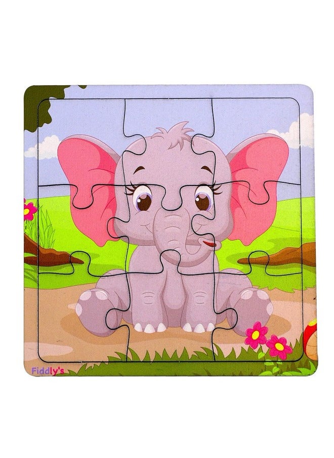 Kid'S Wooden Jigsaw Puzzle Games For Children & Kids Paperless Puzzle - 9 Pieces (Pack Of 4) Age 3+