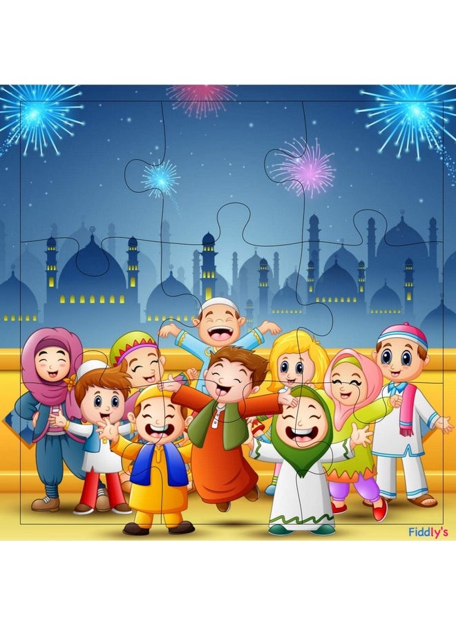 Fiddly'S Wood Jigsaw Puzzles For Kids & Children - 9 Pieces (Eid Festival - Pack Of 4) Age 3+