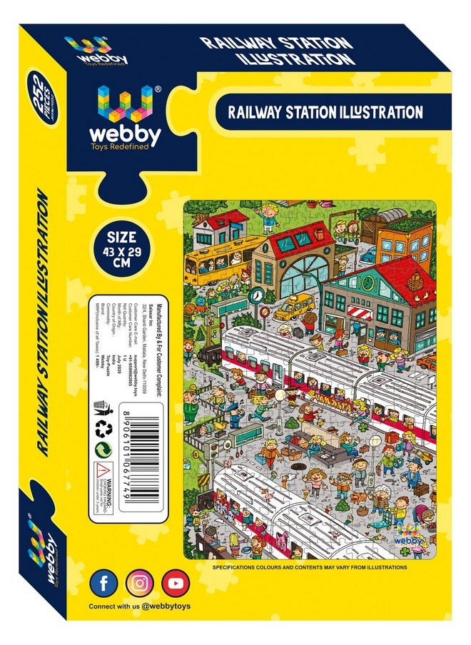 Railway Station Illustration Jigsaw Puzzle For Boys & Girls 252 Pieces