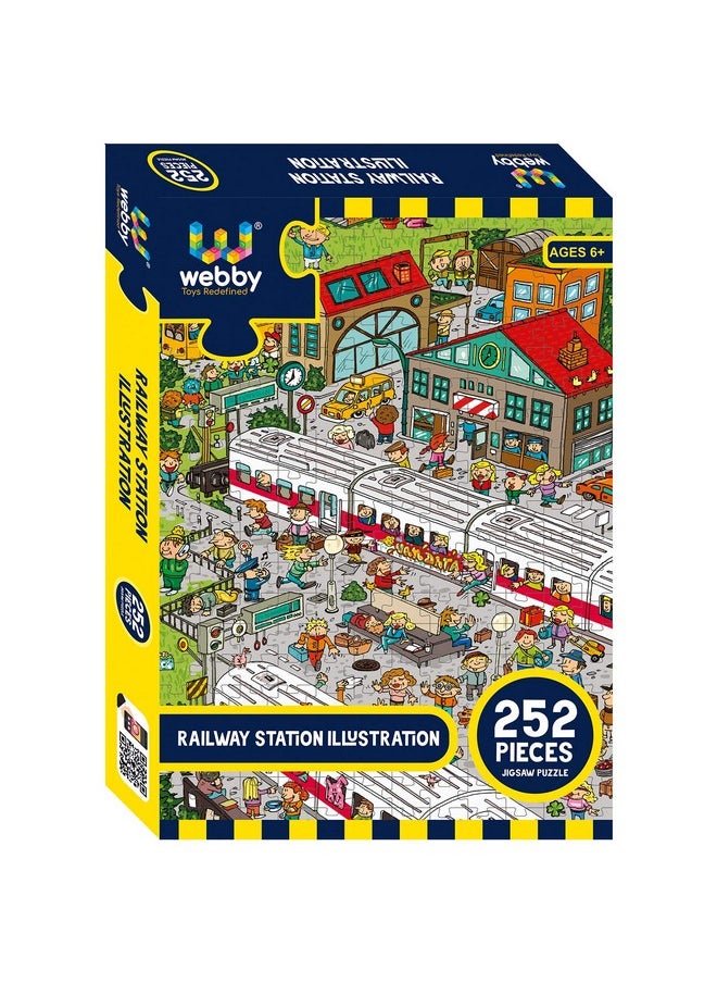 Railway Station Illustration Jigsaw Puzzle For Boys & Girls 252 Pieces