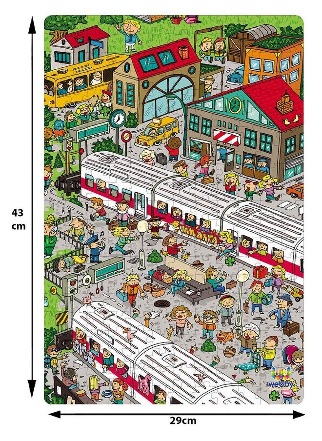 Railway Station Illustration Jigsaw Puzzle For Boys & Girls 252 Pieces