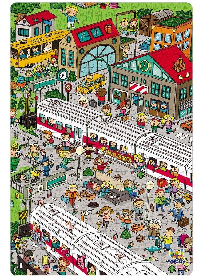 Railway Station Illustration Jigsaw Puzzle For Boys & Girls 252 Pieces