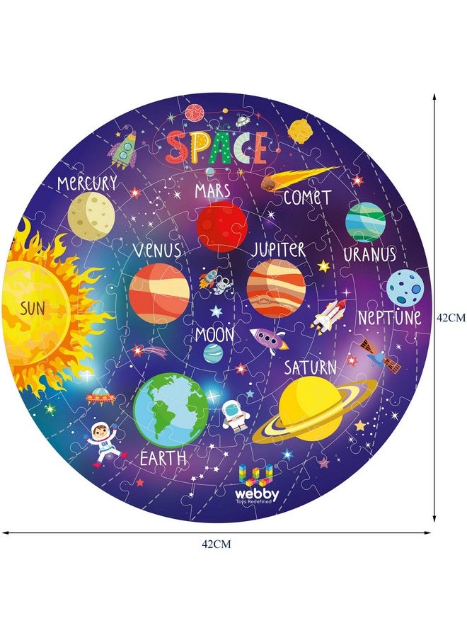 Amazing Outer Space Solar System 60 Pieces Jigsaw Floor Puzzle With 4 Double Sided Flashcards (Multicolour)