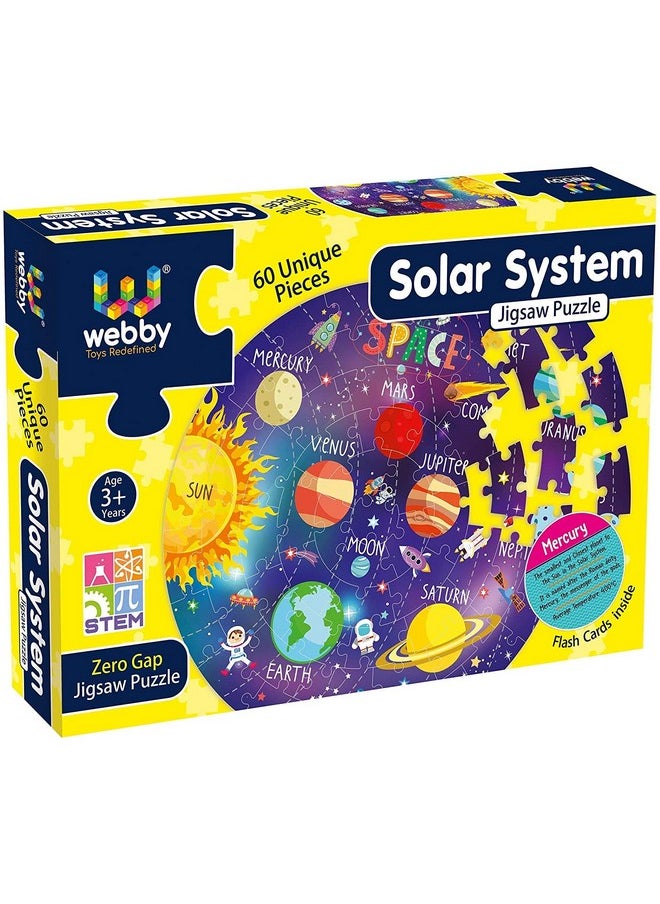 Amazing Outer Space Solar System 60 Pieces Jigsaw Floor Puzzle With 4 Double Sided Flashcards (Multicolour)