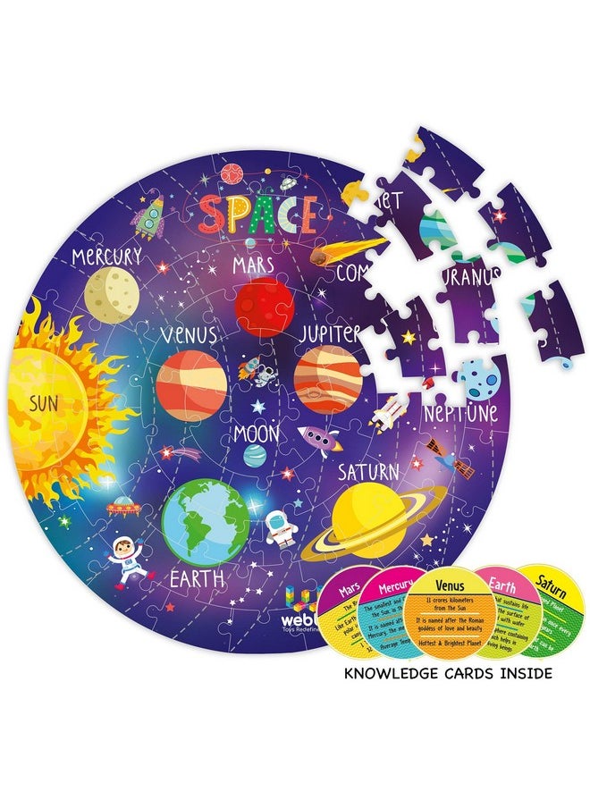 Amazing Outer Space Solar System 60 Pieces Jigsaw Floor Puzzle With 4 Double Sided Flashcards (Multicolour)