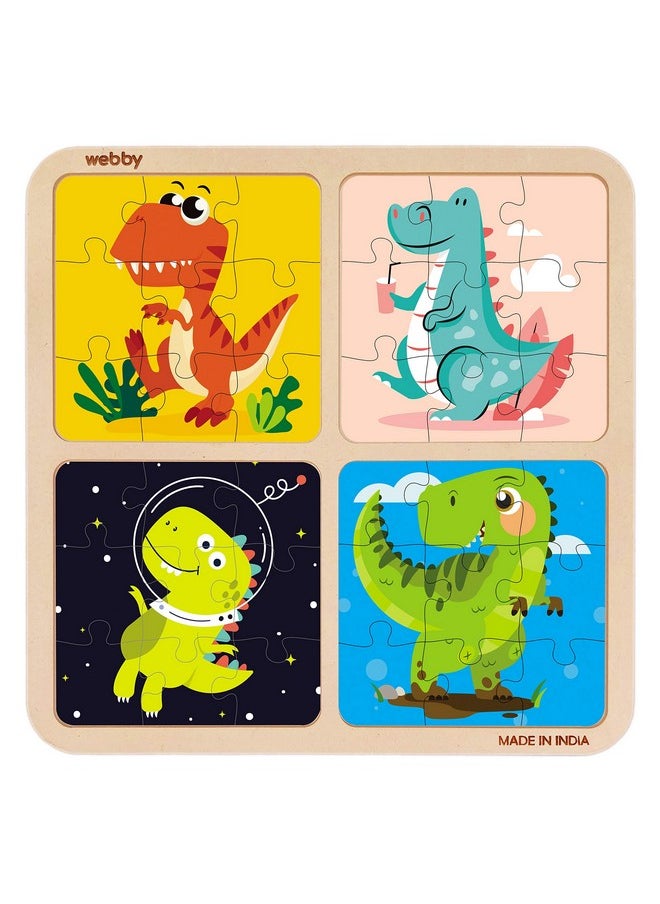 4 In 1 Dinosaur Wooden Puzzle Toy For Toddler, 36 Pcs