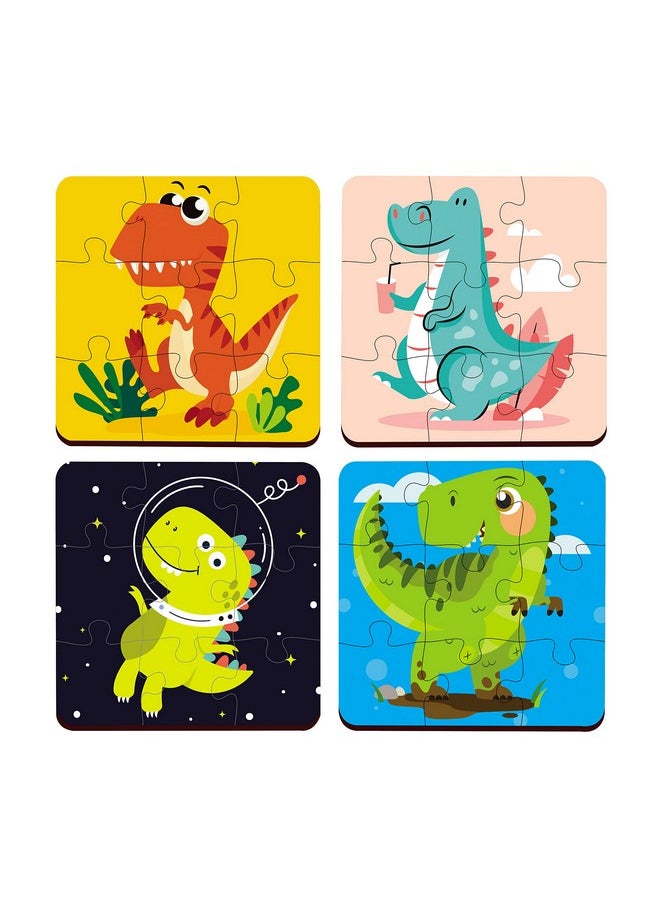 4 In 1 Dinosaur Wooden Puzzle Toy For Toddler, 36 Pcs