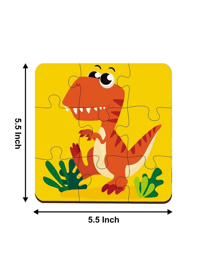 4 In 1 Dinosaur Wooden Puzzle Toy For Toddler, 36 Pcs