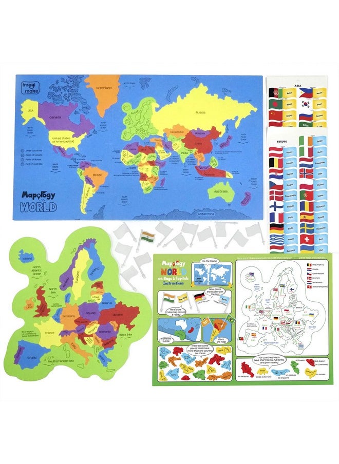 : Mapology India And World Maps With Capitals - Learn Capitals And Country Flags - Educational Toy For Kids Above 5 Years, Multicolor