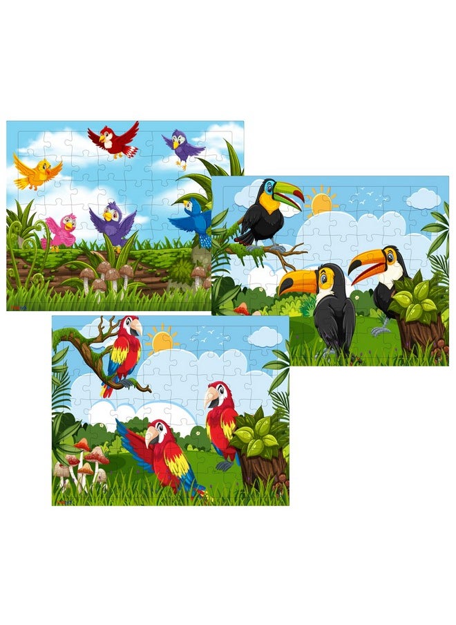 54 Pcs Wood Jigsaw Puzzles For Kids & Children Age 6+ Animal World And Sea World (Birds Pack Of 3)