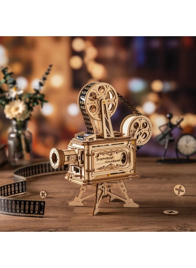 3D Puzzle For Adults, Diy Wooden Model Kit For Adults To Build, Handheld Film Mechanical Gear Building Set, Birthday Vitascope Projector