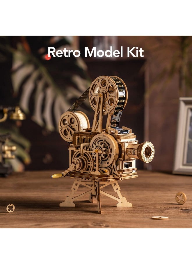 3D Puzzle For Adults, Diy Wooden Model Kit For Adults To Build, Handheld Film Mechanical Gear Building Set, Birthday Vitascope Projector