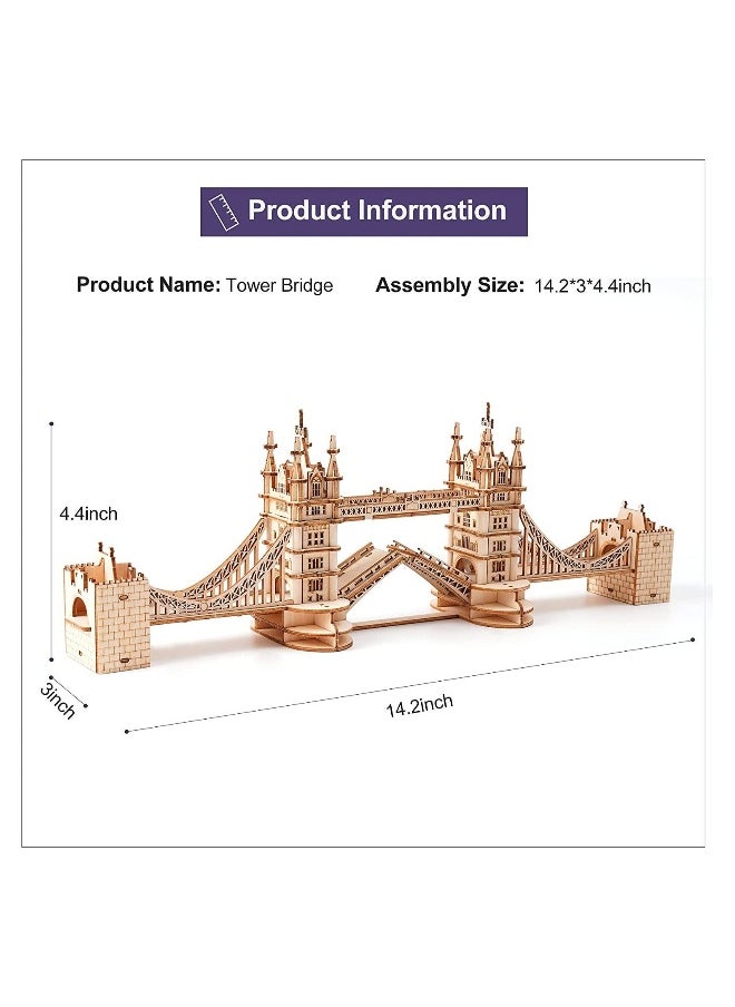 3D Puzzles for Adults Wooden Tower Bridge Craft Kit with LED for Teens