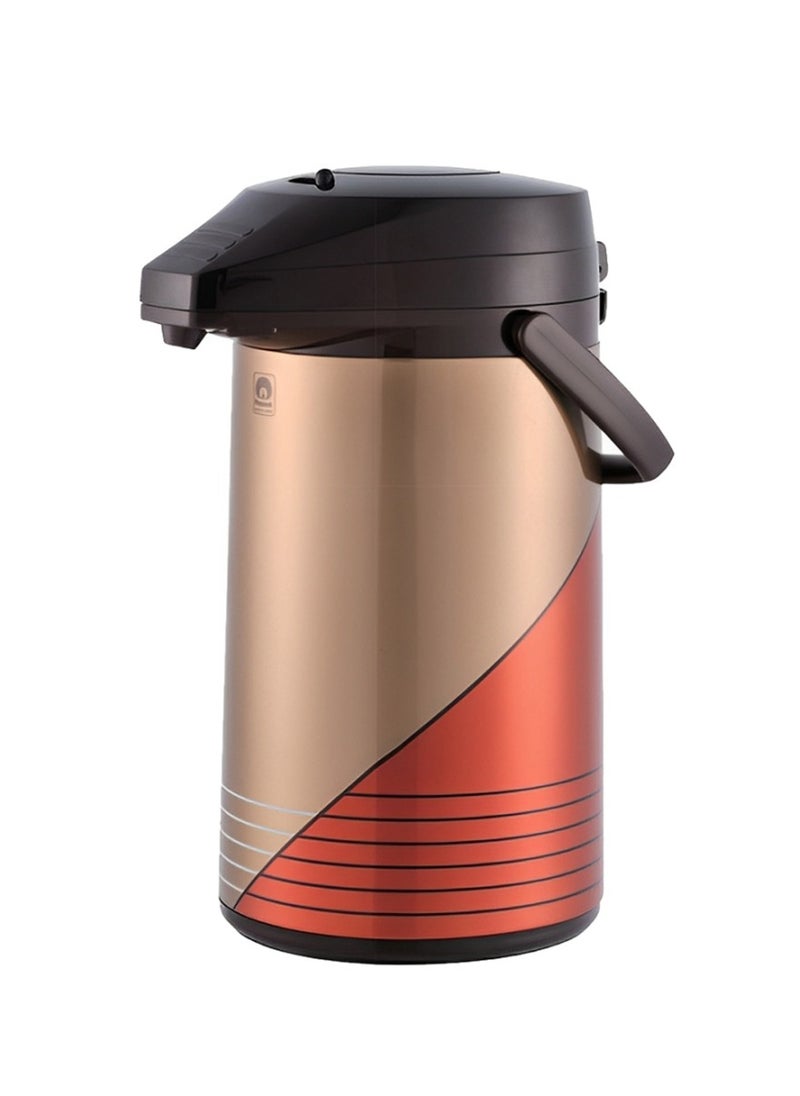 Vacuum Airpump Flask 3L Capacity, Japan-Made, Stainless Steel Thermal Insulated Beverage Dispenser with Carry Handle