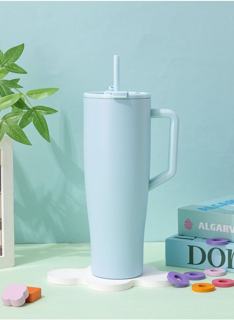 Double cap car cup, outdoor portable large capacity handle, ice cream cup, straw cup, coffee cup, large capacity