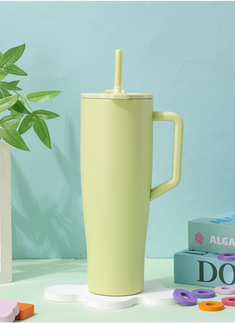 Double cap car cup, outdoor portable large capacity handle, ice cream cup, straw cup, coffee cup, large capacity