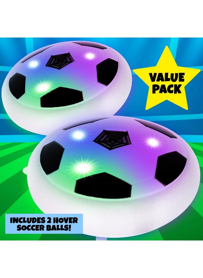 Light Up Hover Soccer Ball, Set Of 2, Floating Hover Balls With Foam Bumpers And Led Lights, Soccer Toys For Boys And Girls, Led Indoor Soccer Balls For Rainy Days, Great Gift For Kids
